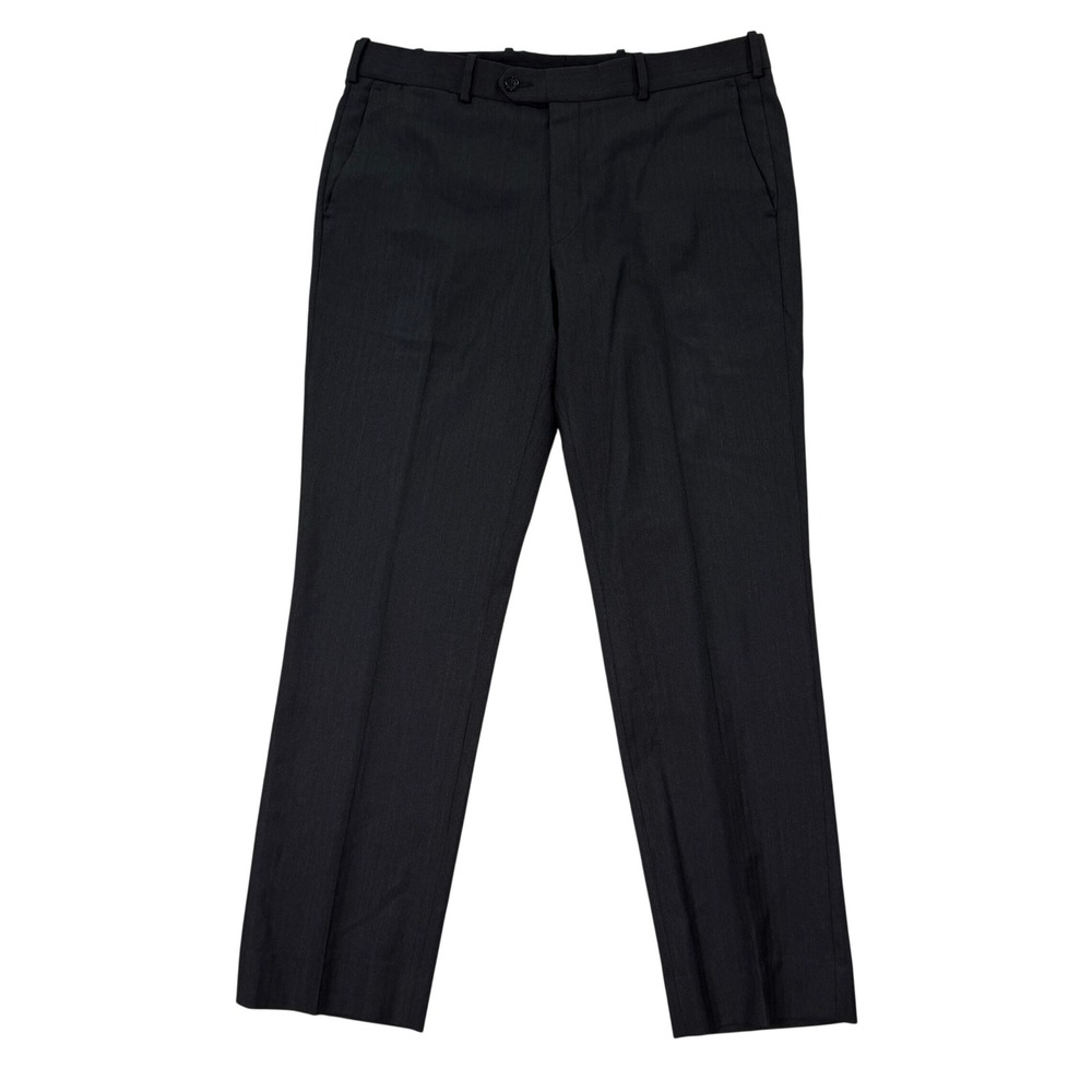 Coppley Mens 36x30 Dress Pants Adult Gray Herringbone Wool S110s Casual Preppy